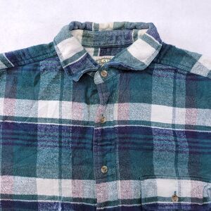 Via America Trails Madras Flannel Casual Button Up Shirt Mens Size Medium M Blue